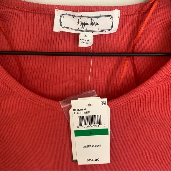 HIPPIE ROSE Tulip Red Americana Knit Crop Top Large - Picture 8 of 14